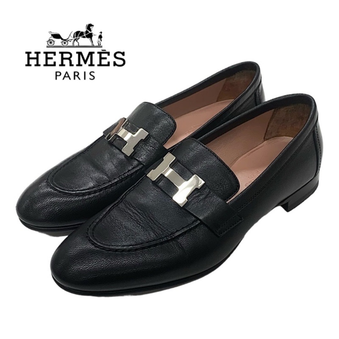 Hermes(エルメス)のエルメス パリ レザー ローファー 革靴 靴 シューズ ブラック レディースの靴/シューズ(ローファー/革靴)の商品写真