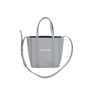 バレンシアガ(Balenciaga)のBALENCIAGA バレンシアガ Everyday XXS トートバッグ シャイニー クロコダイル カーフ グレー シルバー金具 美品 中古 55104(トートバッグ)