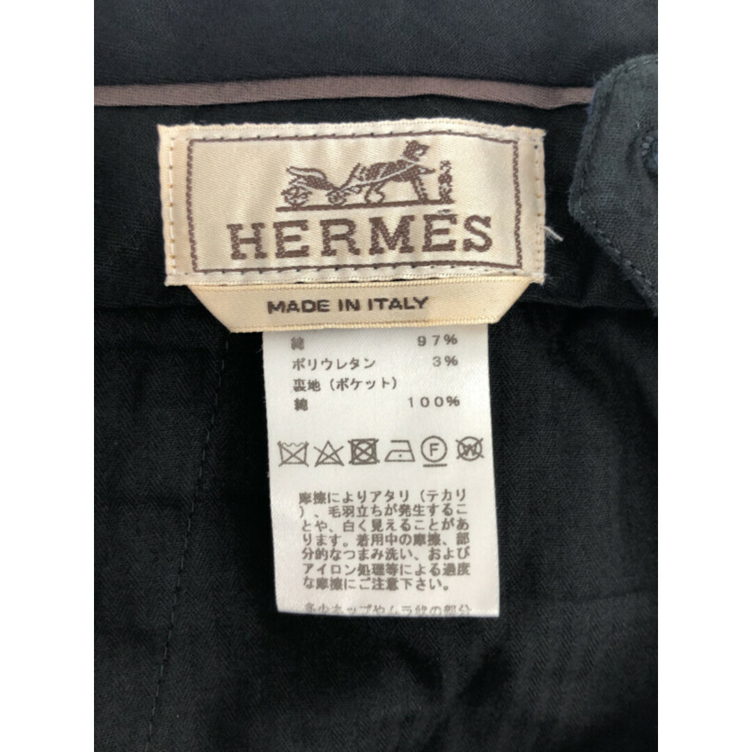 HERMES エルメス コットンスラックスパンツ ネイビー 40