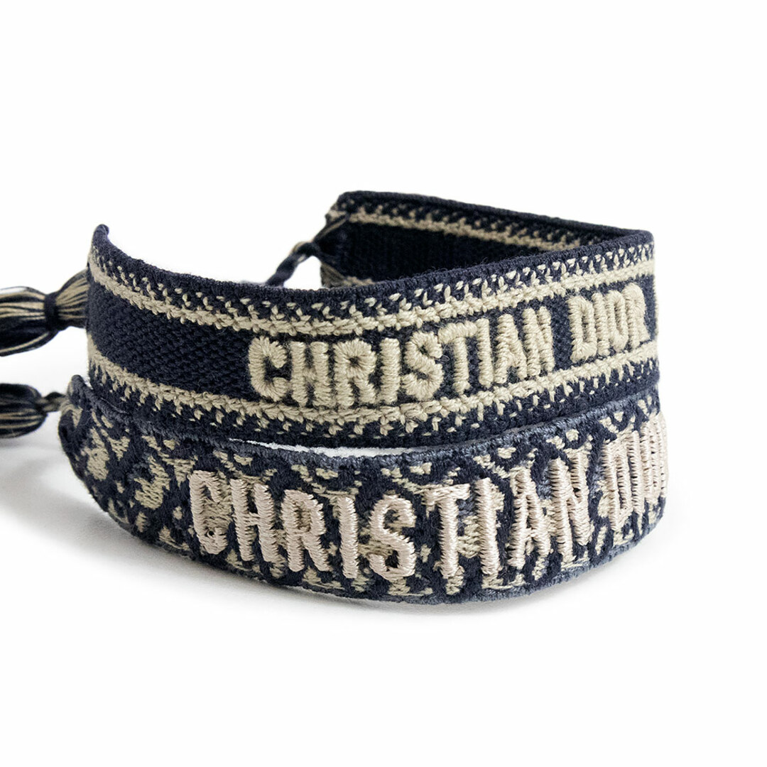 クリスチャンディオール ジャディオール ブレスレット セット ミサンガ コットン ネイビーブルー 青 B0961ADRCO 箱付 Christian  Dior（新品・未使用品）