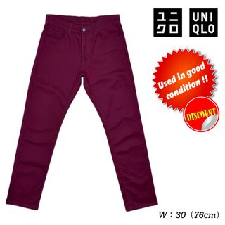 ユニクロ(UNIQLO)のユニクロ美品☆クリムゾンカラー スリムフィットストレート ストレッチツイルパンツ(その他)