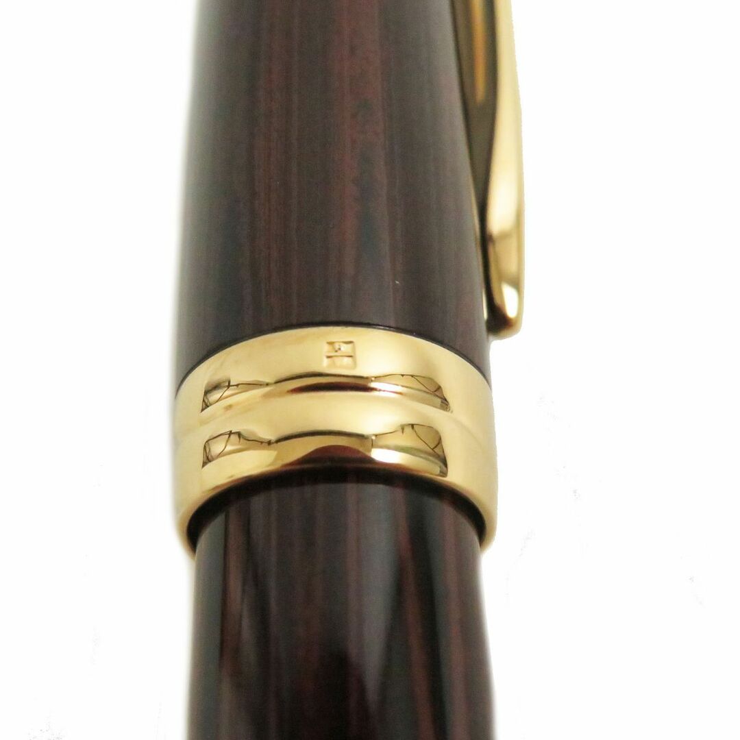 美品□WATERMAN/ウォーターマン リエゾン エボナイト ペン先18K Mニブ カートリッジ式 万年筆 ブラウン系 フランス製 ケース・インク付き 6