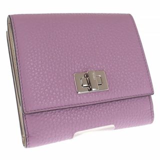 フェンディ(FENDI)の【中古】【SAランク】FENDI フェンディ ピーカブー 三つ折財布 8M0438A91BF1JN2 カーフスキン パープル シルバー金具 レディース【ISEYA】(財布)