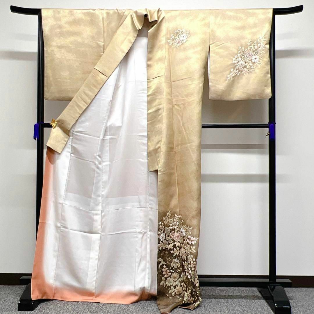桐屋翠山工房 銀通し ぼかし染めに辻ヶ花の付け下げ 着物-