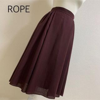 ロペ(ROPE’)の【中古美品】ROPEギャザースカート　サイズ36 ワインレッド　膝丈スカート(ひざ丈スカート)