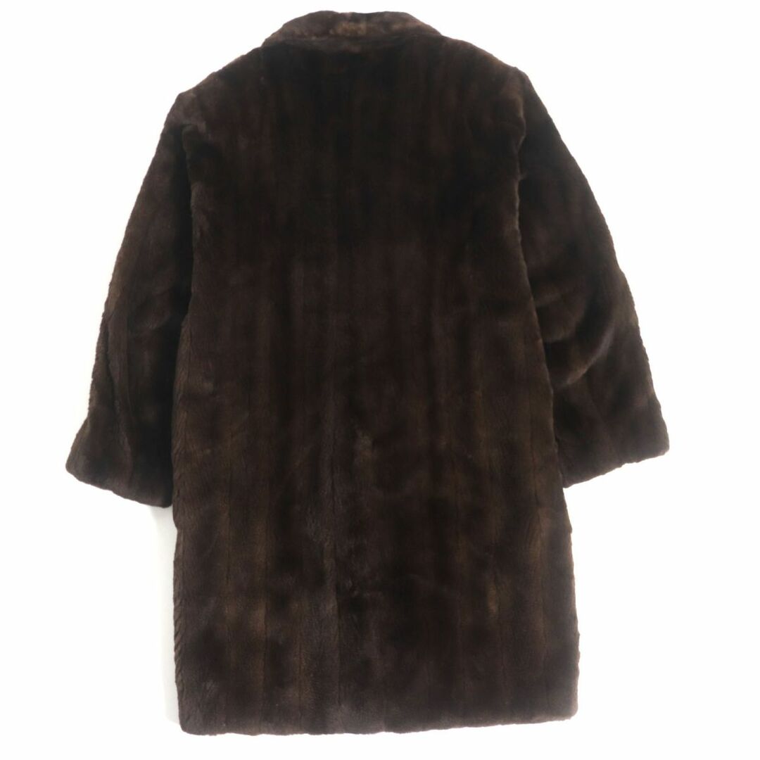 美品▼メンズ用 OS FUR MINK シェアードミンク 本毛皮セミロングコート ダークブラウン 毛質柔らか◎