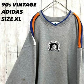 90sヴィンテージADIDASアディダスリブラインセンター刺繍スエット　XL