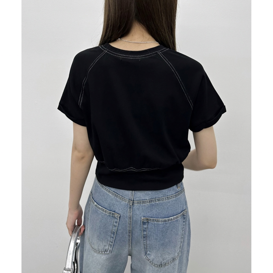 配色ステッチラグランTシャツ レディースのトップス(Tシャツ(半袖/袖なし))の商品写真