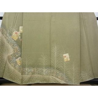 平和屋-こころ店■訪問着 総刺繍 花籠文 金糸 着丈159.5cm 裄丈64cm 正絹 逸品 A-ma6998