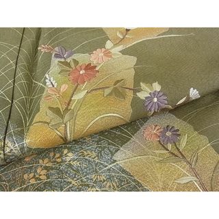 平和屋-こころ店■訪問着 総刺繍 花籠文 金糸 着丈159.5cm 裄丈64cm 正絹 逸品 A-ma6998