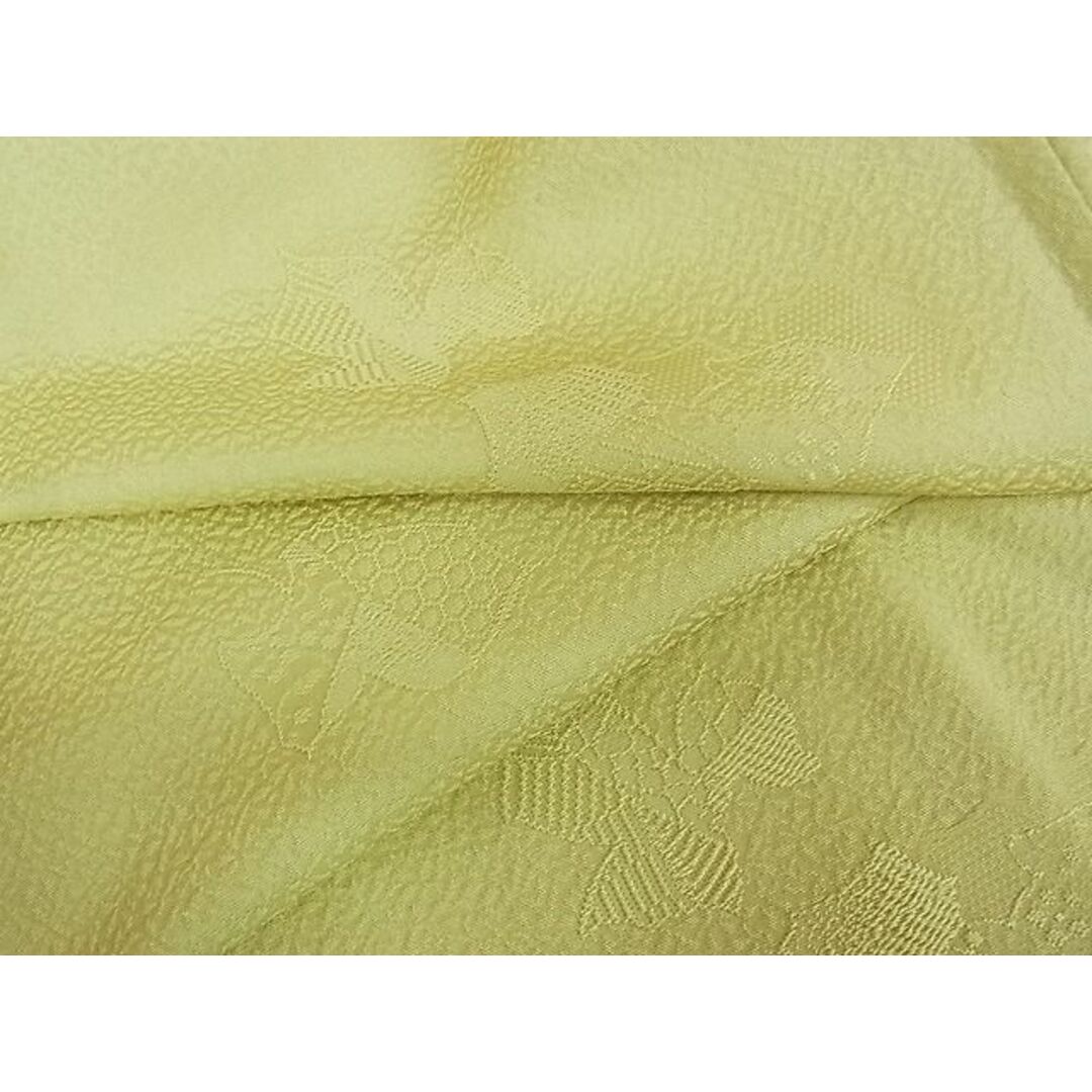 平和屋-こころ店■上質な色無地　舞葉地紋　淡黄色　着丈154cm　裄丈62cm　正絹　逸品　A-ja4486