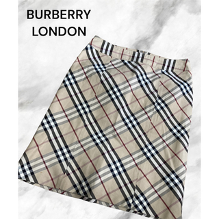バーバリー(BURBERRY)の【大人気】バーバリーロンドン　メガチェック　スカート　ベージュ　S(ひざ丈スカート)