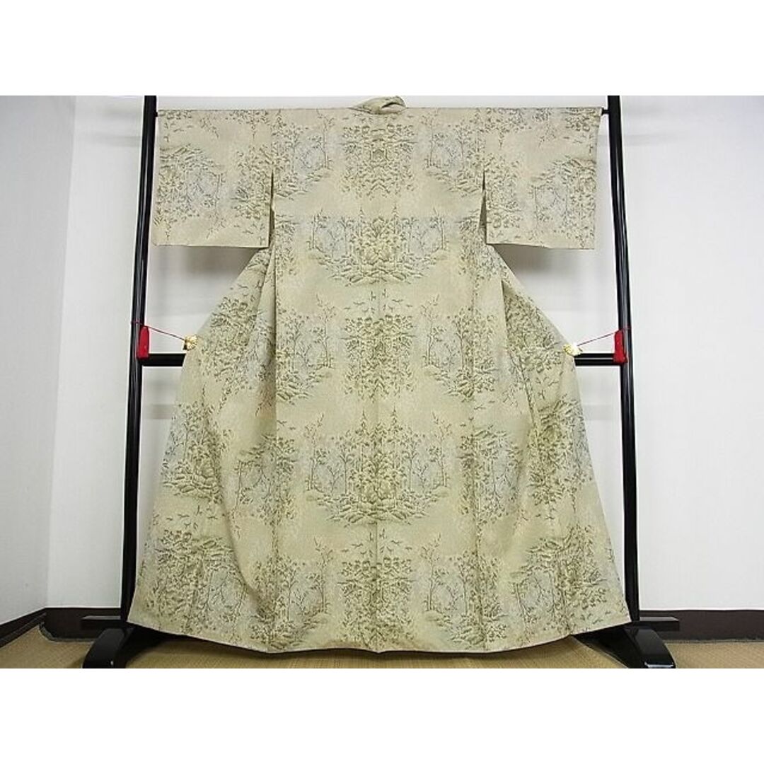 平和屋-こころ店■上質な紬 樹林文 着丈155cm 裄丈64.5cm 正絹 逸品 B-dk4961