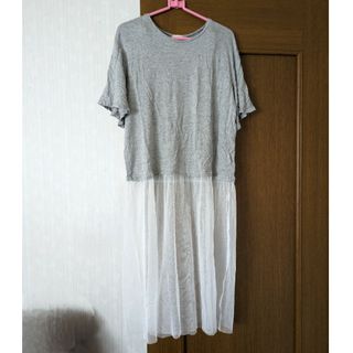 ジーユー(GU)のGU＊半袖Tシャツ チュールスカートドッキングワンピ＊Mサイズ(ロングワンピース/マキシワンピース)