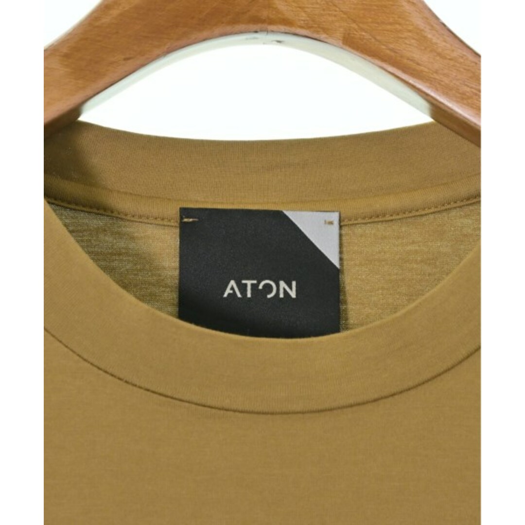 ATON(エイトン)のATON エイトン Tシャツ・カットソー 2(M位) ベージュ 【古着】【中古】 レディースのトップス(カットソー(半袖/袖なし))の商品写真