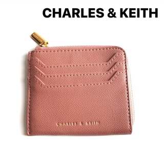 チャールズアンドキース(Charles and Keith)のCHARLES & KEITH カードケース レザー／ダークピンク(財布)