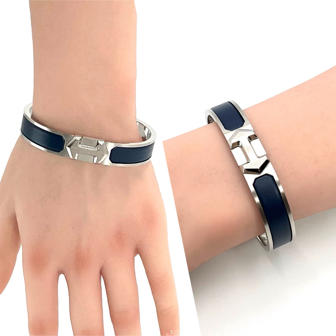 Hermes - エルメス エナメル ブレスレット ファン スーパーH ブルー