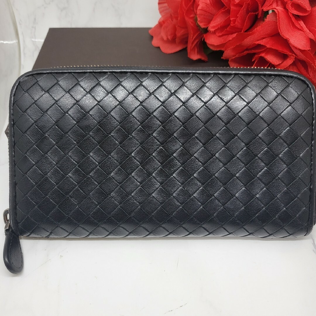 BOTTEGA VENETA 長財布ラウンドファスナーダークブラウン訳あり - 長財布