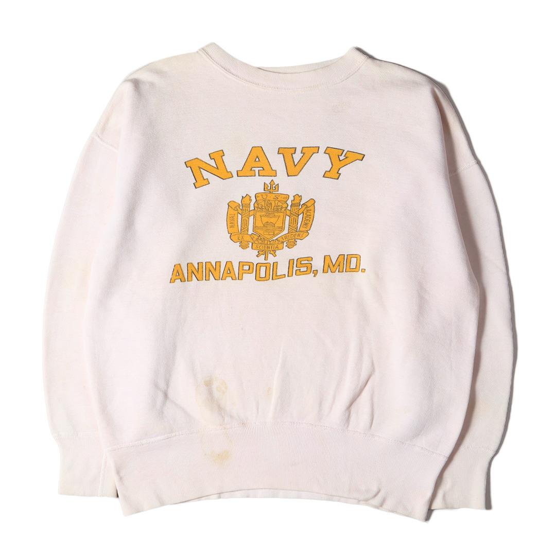 U.S.VINTAGE ヴィンテージ 50～60s NAVY ANNAPOLIS 3段 染み込みプリント ラグラン スウェット ライトピンク 詳細参照(XL位)  トップス トレーナー 長袖 【メンズ】