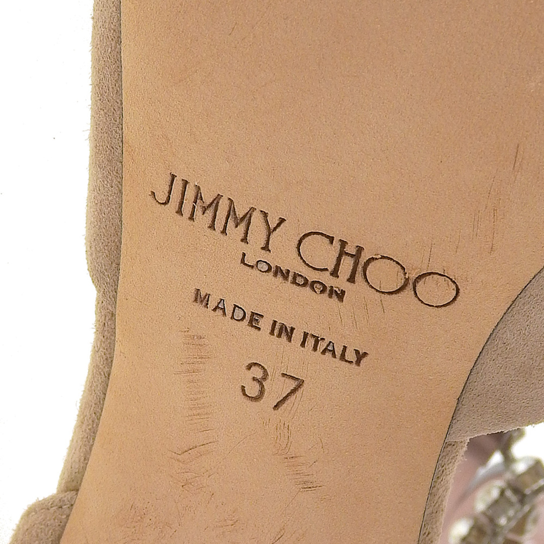 JIMMY CHOO(ジミーチュウ)のジミーチュウ 新品同様 H&M×JIMMY CHOO エイチアンドエム×ジミーチュウ ビジュー アンクルストラップ サンダル パンプス レディース ライトベージュ 37 37 レディースの靴/シューズ(ハイヒール/パンプス)の商品写真