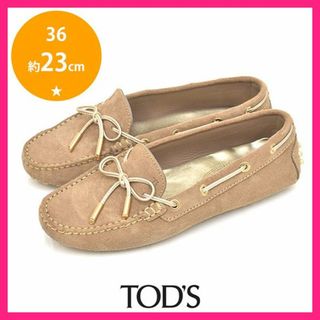 トッズ(TOD'S)の美品♪トッズ ロゴ リボン ローファー フラットシューズ 36(約23cm)(ローファー/革靴)