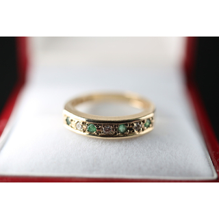 絶品 英国 ビンテージ レディース ゴールド 指輪 エメラルド 375 J149(リング(指輪))