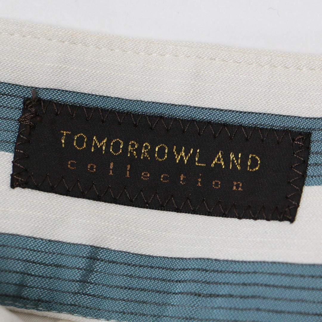 TOMORROWLAND collection トゥモローランド コレクション パンツ ラップパンツ ボトムス ズボン ブルー ホワイト 白 36(9号) ストライプ レーヨン リネン 麻 おしゃれ シンプル きれいめ 大人女子 ブランド 上品 ベーシック フェミニン【レディース】