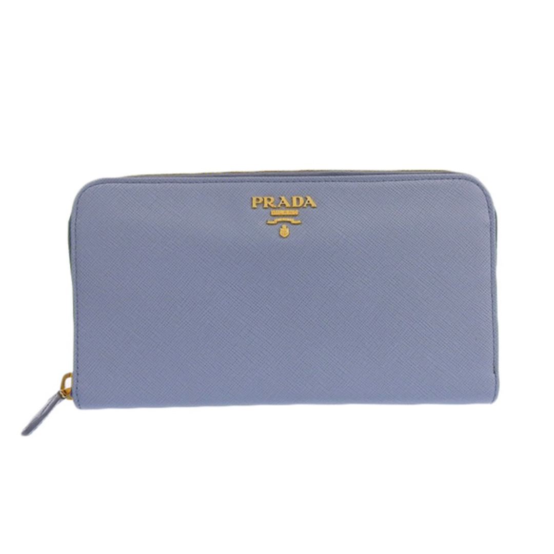 PRADA - 【中古】PRADA プラダ サフィアーノ ロゴ ラウンドファスナー