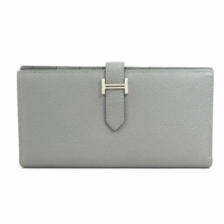 エルメス HERMES 二つ折り長財布 ベアンスフレ ヴォーエプソン ブルー