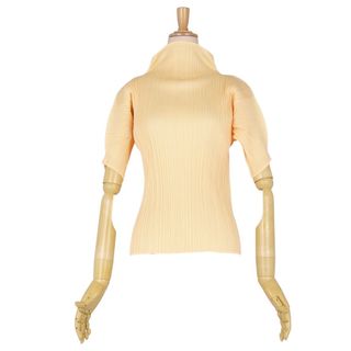 プリーツプリーズイッセイミヤケ(PLEATS PLEASE ISSEY MIYAKE)の美品 プリーツプリーズ イッセイミヤケ PLEATS PLEASE シャツ ブラウス 半袖 ショートスリーブ プリーツ トップス レディース 3(L相当) オレンジ(シャツ/ブラウス(半袖/袖なし))