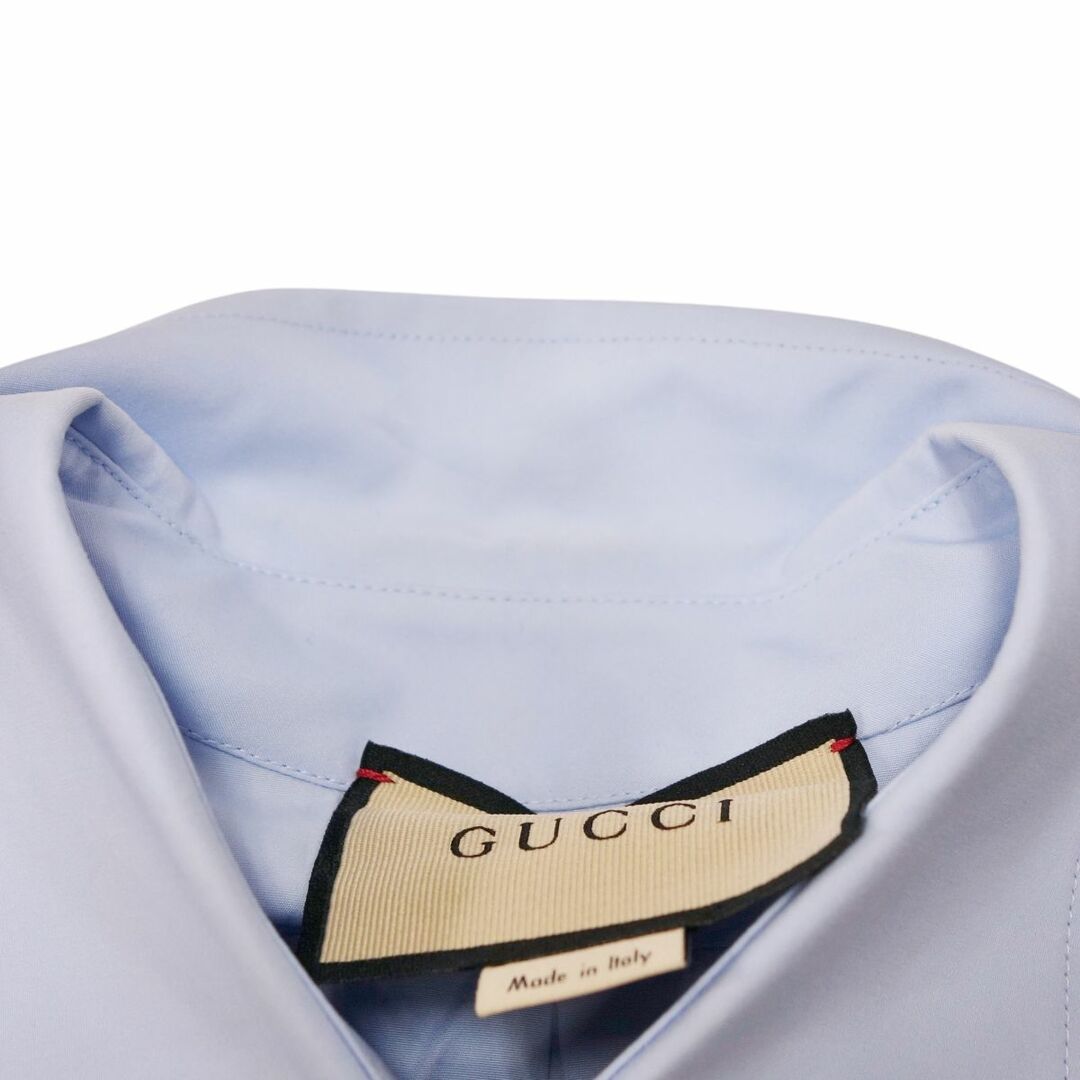 Gucci(グッチ)の美品 グッチ GUCCI シャツ ブラウス ロングスリーブ キャット刺繍 コットン トップス レディース 40(M相当) ブルー レディースのトップス(シャツ/ブラウス(長袖/七分))の商品写真