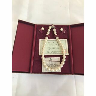 お買い得silver真珠パールネックレス＋イヤリングセット刻印あり、箱・保証書付(ネックレス)