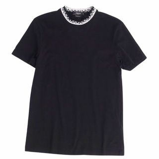 ヴェルサーチ(VERSACE)の美品 ヴェルサーチ VERSACE Tシャツ カットソー 半袖 ショートスリーブ メデューサ ロゴ柄 トップス メンズ XS ブラック(Tシャツ/カットソー(半袖/袖なし))