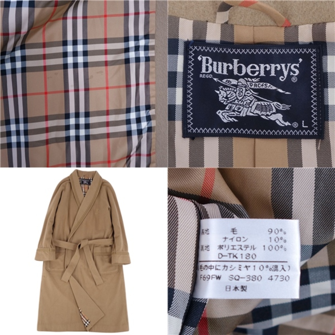 Vintage バーバリー Burberrys コート ガウンコート ロングコート 裏チェック ロゴ刺繍 ウール アウター メンズ L ブラウン Vintage バーバリー Burberrys コート ガウンコート ロングコート 裏チェック ロゴ刺繍 ウール アウター メンズ L ブラウン