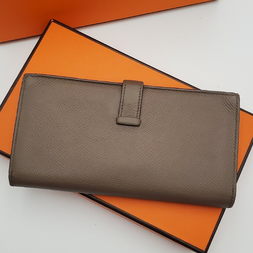 1点限り‼️HERMES ベアンスフレ エプソン エトゥープ 長財布 折財布