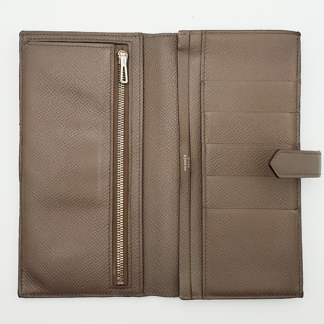 1点限り‼️HERMES ベアンスフレ エプソン エトゥープ 長財布 折財布