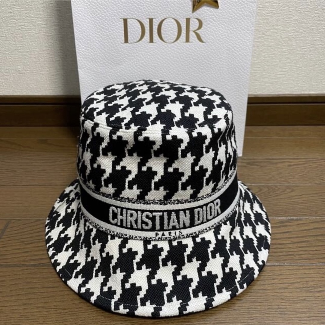 【Christian Dior】 ディオール 千鳥格子柄バケットハット 【Christian Dior】 ディオール 千鳥格子柄バケットハット