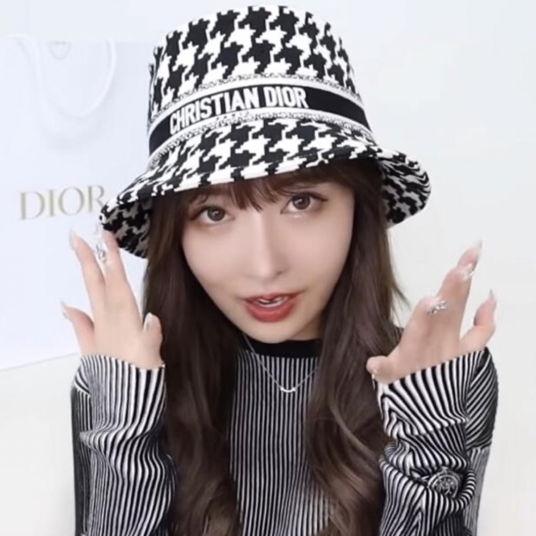 【Christian Dior】 ディオール 千鳥格子柄バケットハット 【Christian Dior】 ディオール 千鳥格子柄バケットハット