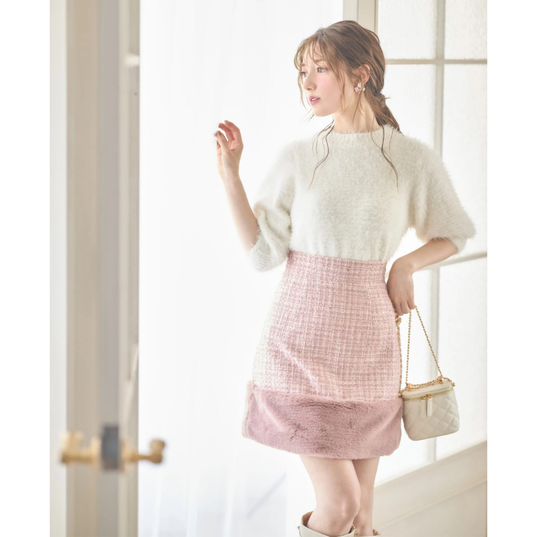 TOCCO closet - ファー付きファンシーツイードミニスカート【vyrtlea ...