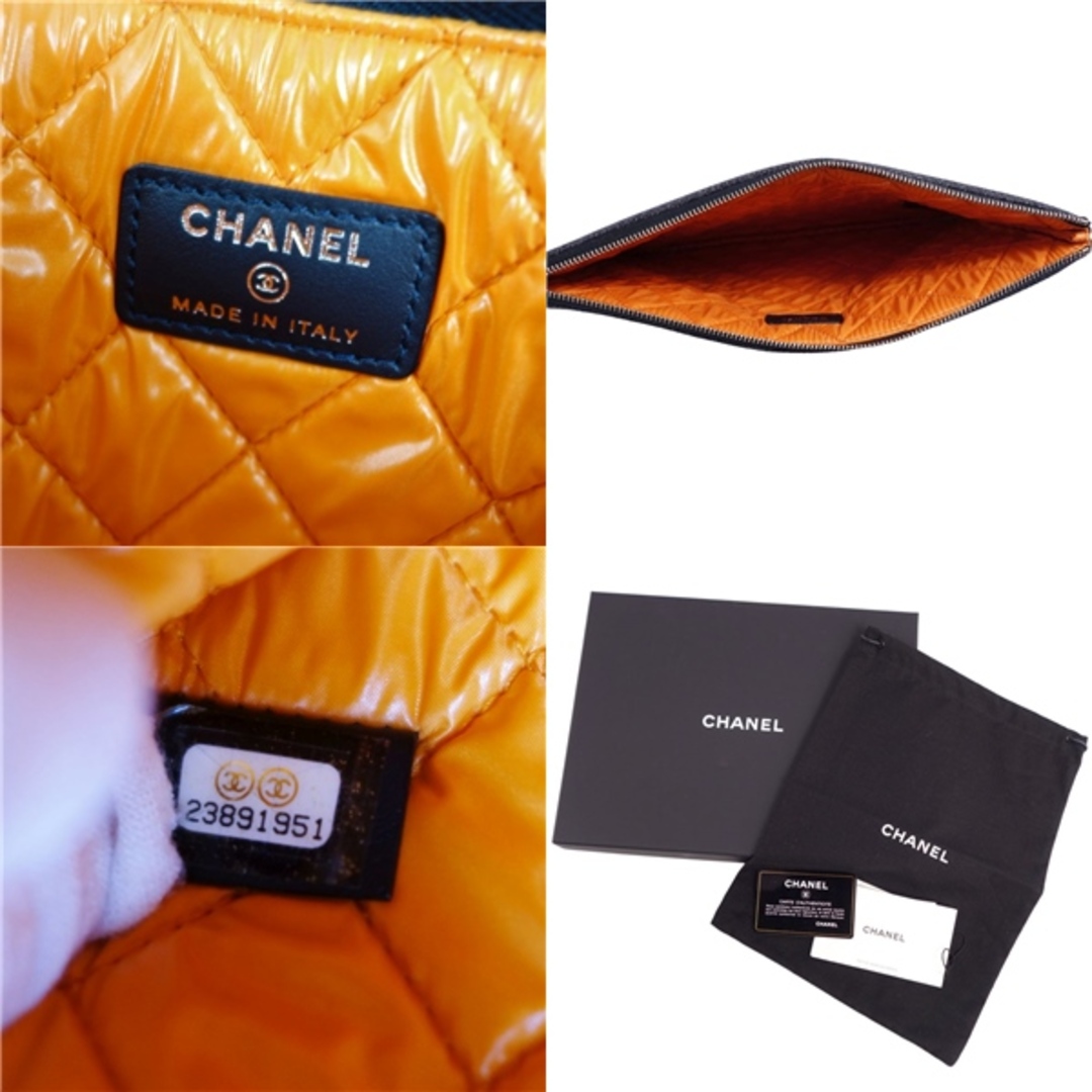 極美品 シャネル CHANEL バッグ デニム クラッチバッグ セカンドバッグ ロゴ ココマーク カバン 鞄 レディース インディゴブルー/オレンジ