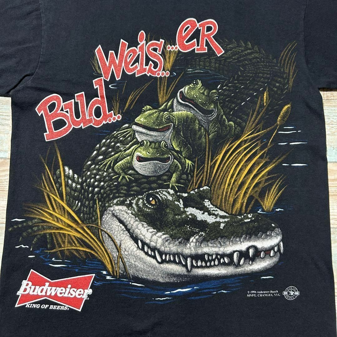 【希少】90s Budweiser バドワイザー Tシャツ ワニ カエル M 黒