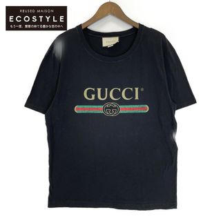 グッチ(Gucci)のグッチ 440103 ブラック ダメージ加工 ロゴ Tシャツ M(その他)