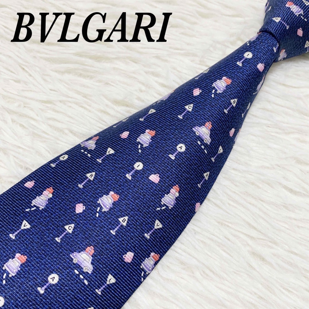BVLGARI - 【美品】 ブルガリ ネクタイ ランダムスペル 車