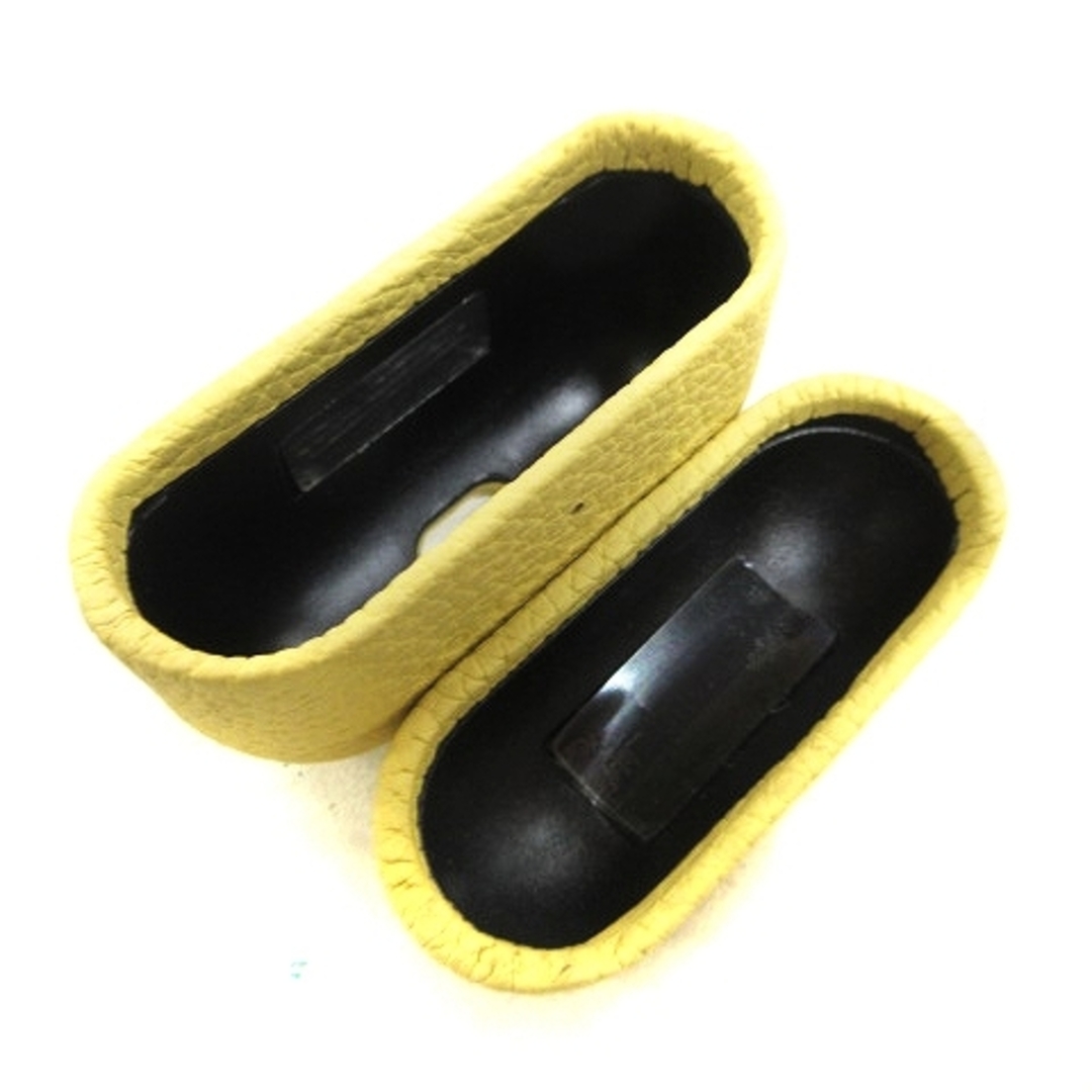 ボナベンチュラ 美品 エアポッズプロケース レザー シボ革 黄色 小物 ■SM1 3