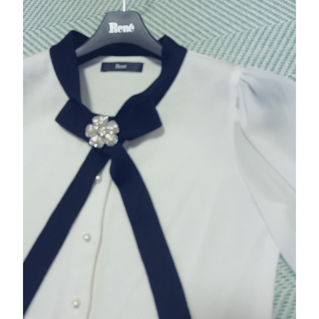 René - Rene ルネ 2023年製【美品】バイカラーリボンニット♡シフォン