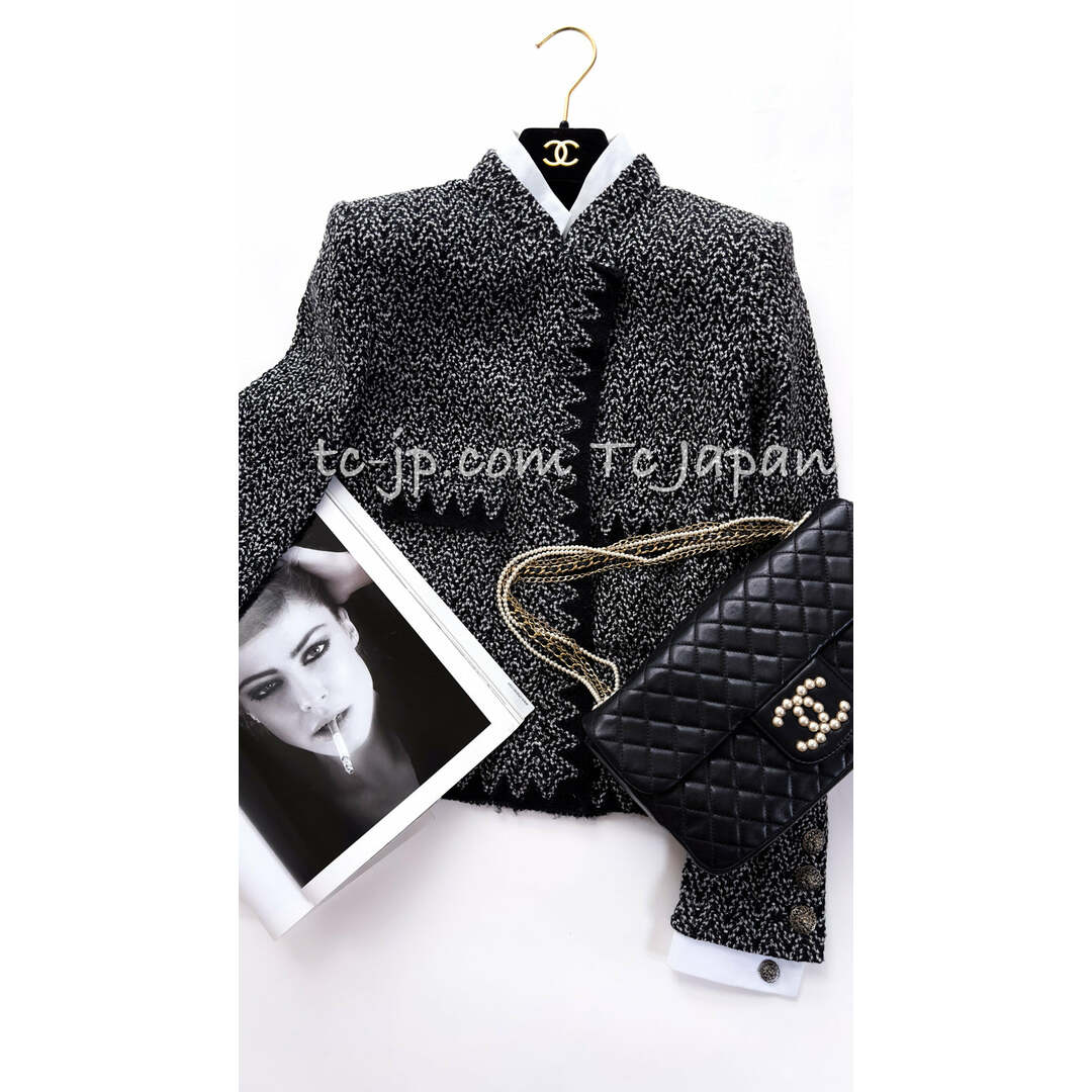 CHANEL - 超美品 シャネル ブラック・ホワイト 黒 白・ウール・シルク