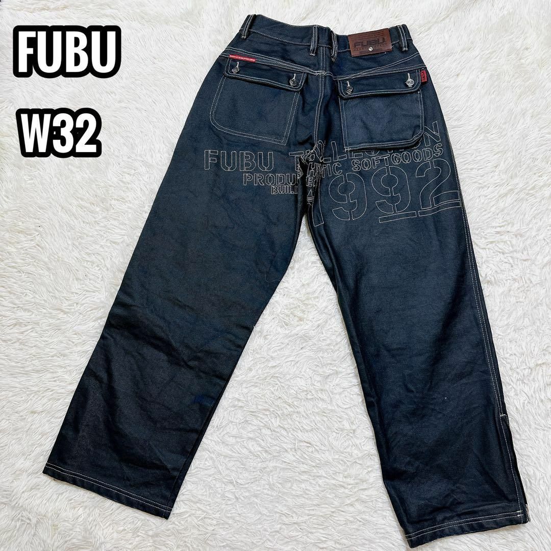 FUBU コーティング デニムパンツ W32 極太 HIPHOP y2k