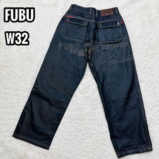 フブ(FUBU)のFUBU コーティング デニムパンツ W32 極太 HIPHOP y2k(デニム/ジーンズ)