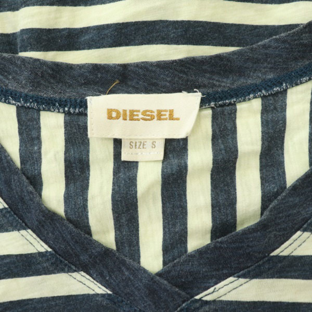 DIESEL(ディーゼル)のディーゼル Tシャツ カットソー 半袖 Vネック ボーダー コットン S 紺 メンズのトップス(Tシャツ/カットソー(半袖/袖なし))の商品写真