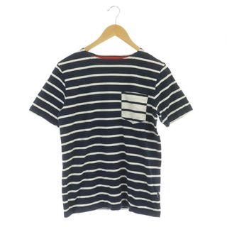 ビームス(BEAMS)のビームス Tシャツ カットソー 半袖 ボーダー ボートネック 胸ポケット S 紺(Tシャツ/カットソー(半袖/袖なし))